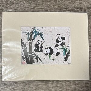 Panda Art Print with Bamboo